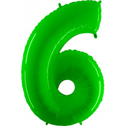 Lime Green Shiny Number 6 Shape 40" Pkt