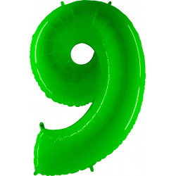 Lime Green Shiny Number 9 Shape 40" Pkt