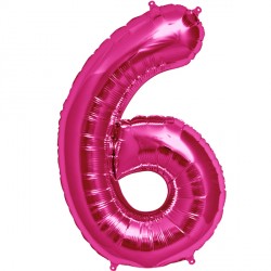 Magenta Number 6 Shape 16" Pkt