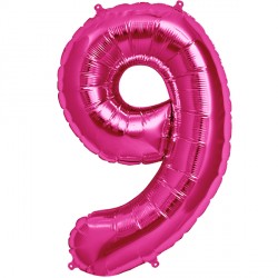 Magenta Number 9 Shape 16" Pkt