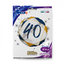 Marble Mate Blue 40 18" Holographic Pkt