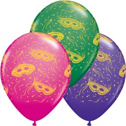 Mardi Gras Masks-a-round 11" Green, Purple Violet & Wild Berry (25ct) Ygx
