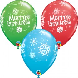Merry Christmas Snowflakes 11" Red, Robin's Egg & Spring Green (25ct) Ygx
