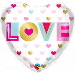 Metallic Hearts Love 18" Pkt If