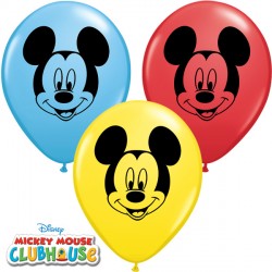 Mickey Mouse Face 5" Red, Yellow & Pale Blue (100ct) Uj