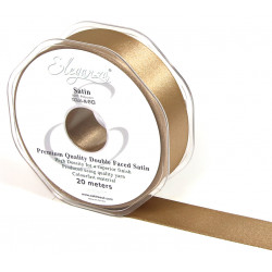 Mocha Eleganza Double Faced Satin Ribbon 25mm X 20m