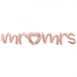 Mr & Mrs Rose Gold Script Phrase Shape G50 Pkt (59" X 10")