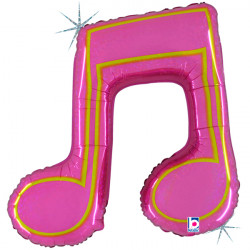 Music Note Double Pink 40" Holo Shape C Pkt