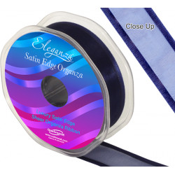 Navy Blue Satin Edge Organza Ribbon 25mm X 25m