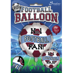 No.1 Football Fan Claret & Blue Football 18" Round Pkt