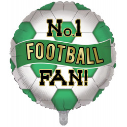No.1 Football Fan Green & White Football 18" Round Pkt