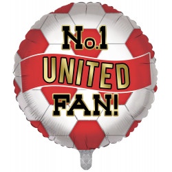No.1 United Fan Red & White Football 18" Round Pkt