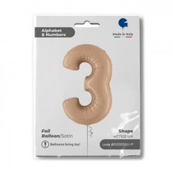 Nude Satin Number 3 Shape 40" Pkt