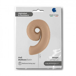 Nude Satin Number 9 Shape 40" Pkt