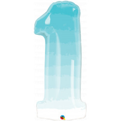 Number One Blue Ombre Shape 38" Jj