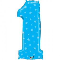 Number One Blue Stars Shape 38" Pkt Jj