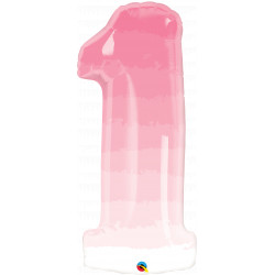 Number One Pink Ombre Shape 38" Jj