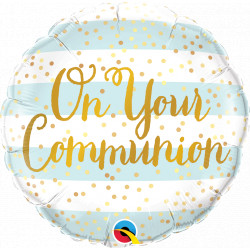 On Your Communion Blue Stripes 18" Pkt If