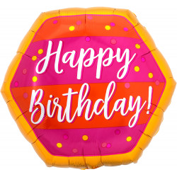 Orange & Pink Stripe Birthday Shape P30 Pkt (23" X 22")