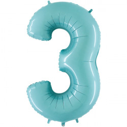 Pastel Blue Number 3 Shape 40" Pkt