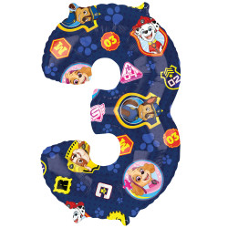 Paw Patrol Number 3 Shape L27 Pkt (17" X 26")