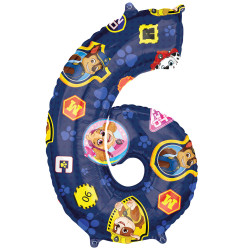 Paw Patrol Number 6 Shape L27 Pkt (17" X 26")
