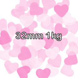 Pink 32mm Heart Paper Confetti 1kg