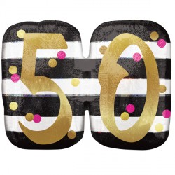 Pink & Gold 50 Birthday Shape P40 Pkt (25" X 20")