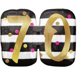 Pink & Gold 70 Birthday Shape P40 Pkt (25" X 20")