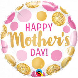 Pink & Gold Dots Mothers Day 9" Flat Hi
