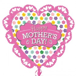 Pink Intricate Heart Mother's Day Shape P38 Pkt (23" X 21")