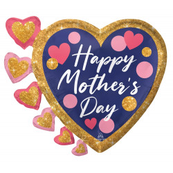 Pink & Navy Glitter Dots Happy Mother's Day Shape P35 Pkt (24" X 20")