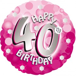 Pink Sparkle Party Happy 40th Birthday Standard S40 Pkt