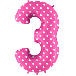 Pois Pink Number 3 Shape 40" Pkt