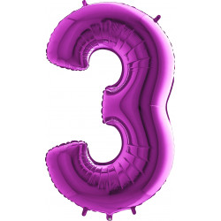 Purple Number 3 Shape 40" Pkt