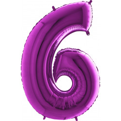 Purple Number 6 Shape 40" Pkt