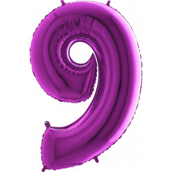 Purple Number 9 Shape 40" Pkt