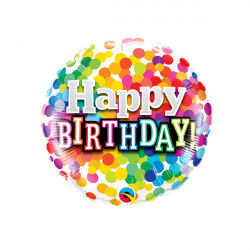 Rainbow Confetti Birthday 9" Flat Hi