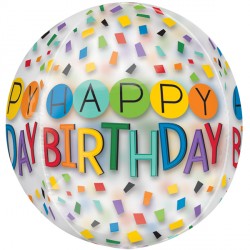 Rainbow Happy Birthday Clear Orbz G20 Pkt (15" X 16")