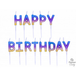 Rainbow Ombre Happy Birthday Candle (yeu)