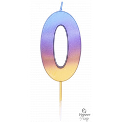 Rainbow Ombre Number 0 Candle (yev)