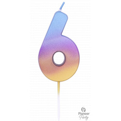 Rainbow Ombre Number 6 Candle (yev)