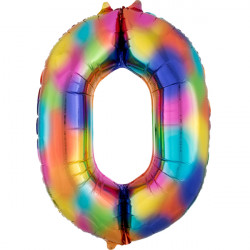 Rainbow Splash Number 0 Shape P50 Pkt (26" X 35")