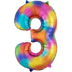 Rainbow Splash Number 3 Shape P50 Pkt (20" X 34")