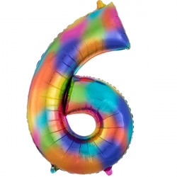 Rainbow Splash Number 6 Shape P50 Pkt (22" X 34")