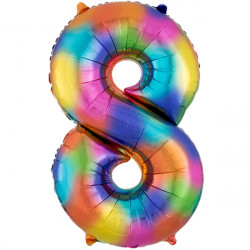 Rainbow Splash Number 8 Shape P50 Pkt (21" X 34")