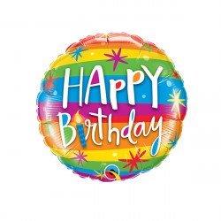 Rainbow Stripes Birthday 9" Flat Hi