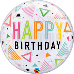 Rainbow Triangles Birthday 22" Single Bubble Yrv