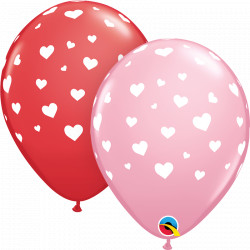 Random Hearts 11" Pink & Red (25ct) Yhg