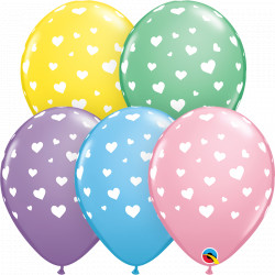 Random Hearts-a-round 11" Pastel Assortment (25ct) Ygx